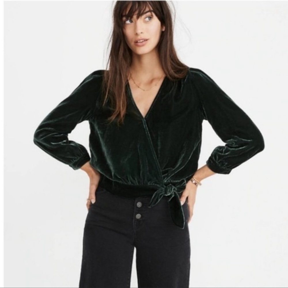 Madewell velvet wrap blouse